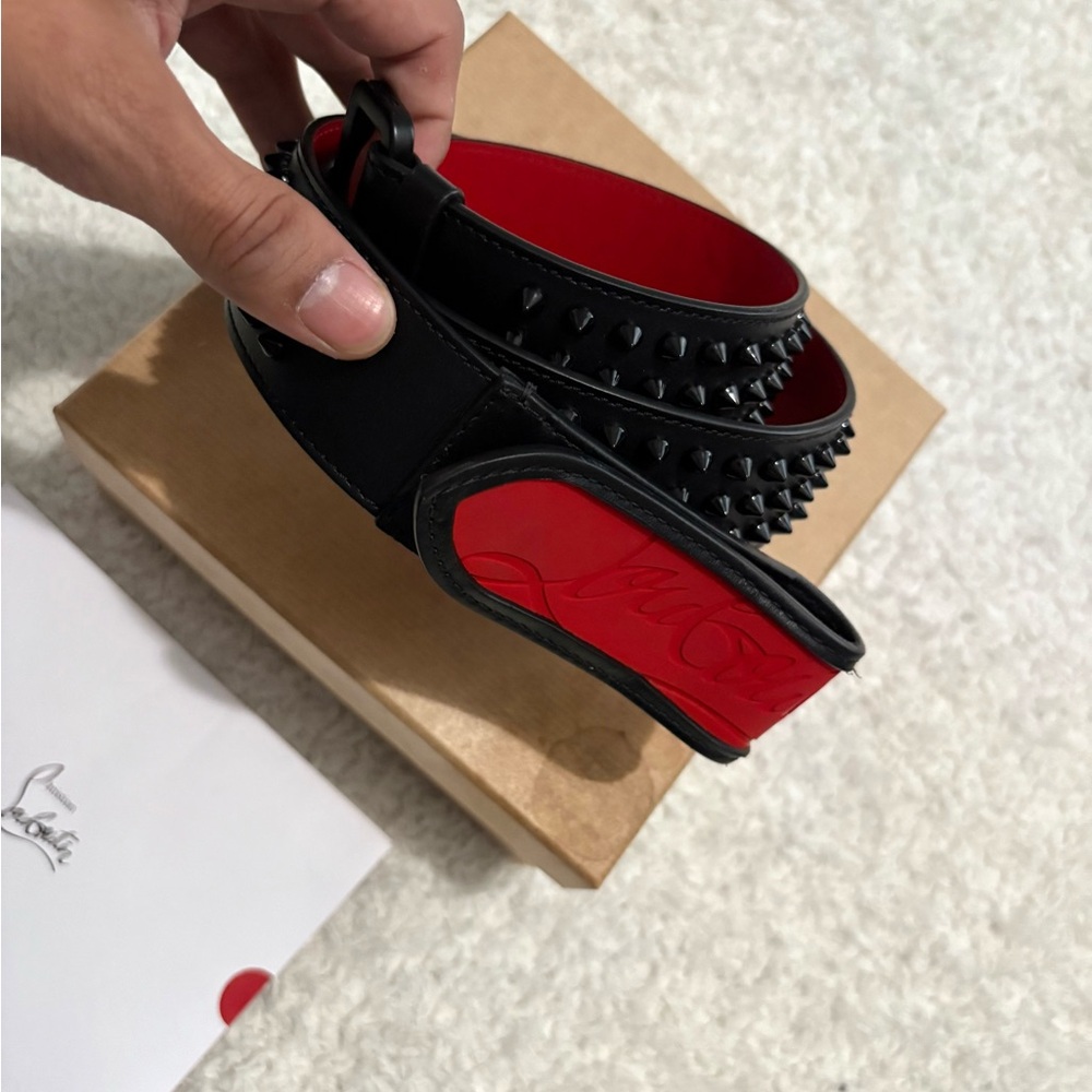 Christian Louboutin Black and Red Spiked Belt